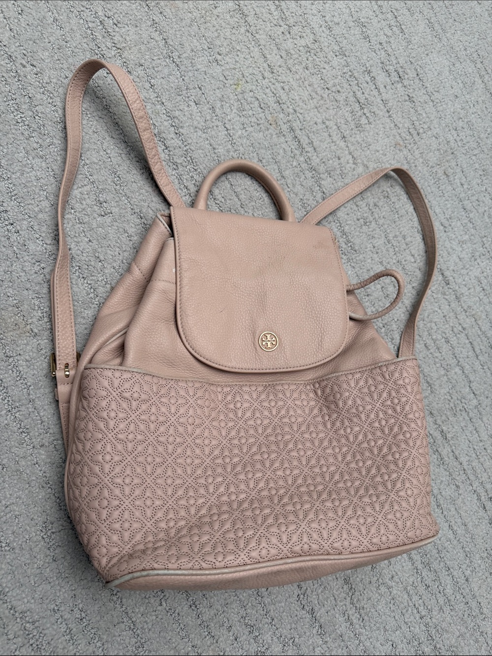 Women's Leather Backpack - Blush Pink